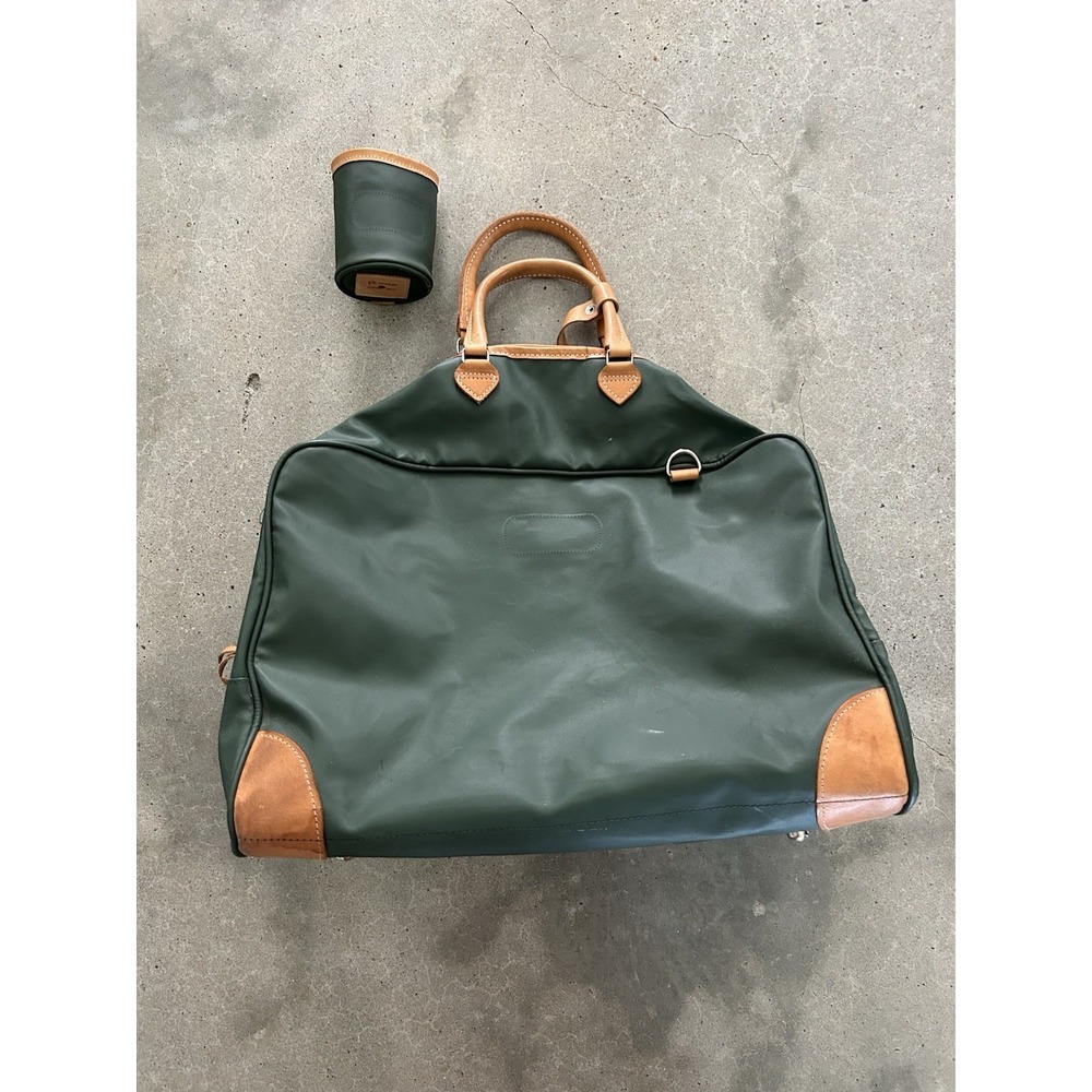 Jon Hart Coachman‎ Duffle Travel Bag Coated Canvas Leather Trim & Koozie Holder